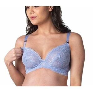Hotmilk Women's Blue Heroine Plunge Flexi Underwire Nursing Bra Size 34G